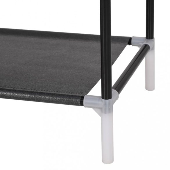 8 polcos fekete fém/nemszőtt kelme cipőtartó