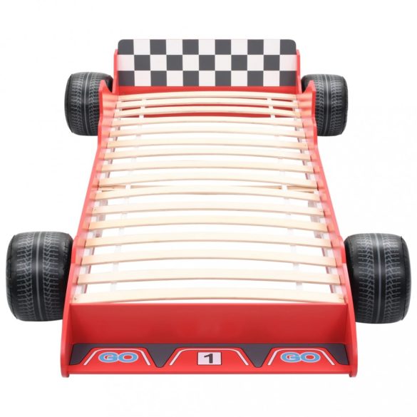 piros versenyautó formájú gyerekágy 90 x 200 cm