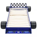 kék versenyautó formájú gyerekágy 90 x 200 cm