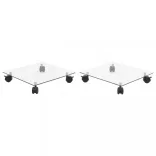 2 db négyszögletű görgős virágalátét edzett üvegből, 35x35 cm