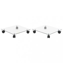   2 db négyszögletű görgős virágalátét edzett üvegből, 35x35 cm