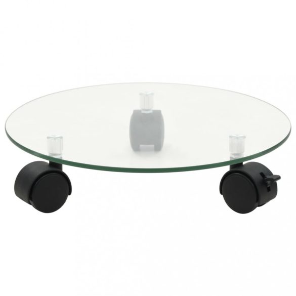 2 db kerek görgős virágalátét edzett üvegből, 28 cm átmérőjű