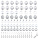 100 darabos ezüstszínű karácsonyi gömb készlet 3/4/6 cm