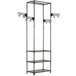 fekete acél/nemszőtt textília ruhaállvány 55 x 28,5 x 175 cm