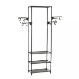 fekete acél/nemszőtt textília ruhaállvány 55 x 28,5 x 175 cm