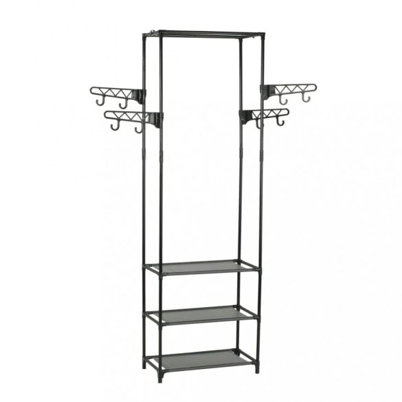 fekete acél/nemszőtt textília ruhaállvány 55 x 28,5 x 175 cm