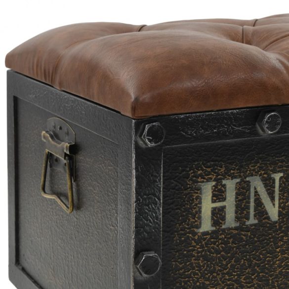 tömör fa és műbőr tárolópad 80,5 x 41 x 50 cm