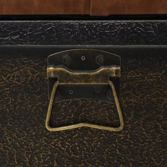 tömör fa és műbőr tárolópad 80,5 x 41 x 50 cm