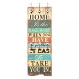 falra szerelhető fogas 6 akasztóval 120 x 40 cm „HOME IS”