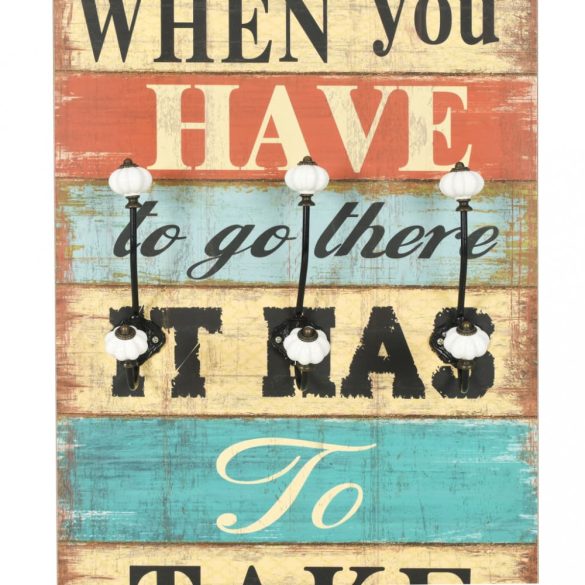 falra szerelhető fogas 6 akasztóval 120 x 40 cm „HOME IS”