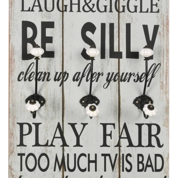 falra szerelhető fogas 6 akasztóval 120 x 40 cm „THANK YOU”