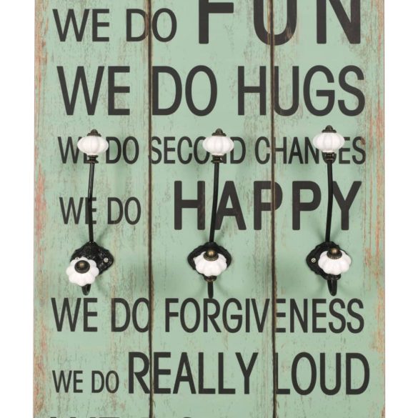 falra szerelhető fogas 6 akasztóval 120 x 40 cm „HAPPY LOVE”