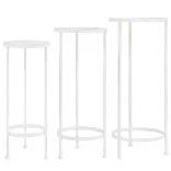 3 részes vintage stílusú antik fehér fém virágállvány-szett