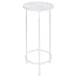 3 részes vintage stílusú antik fehér fém virágállvány-szett