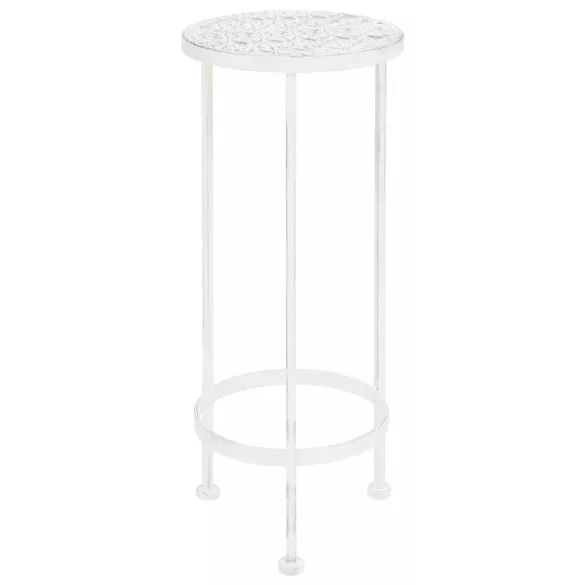 3 részes vintage stílusú antik fehér fém virágállvány-szett