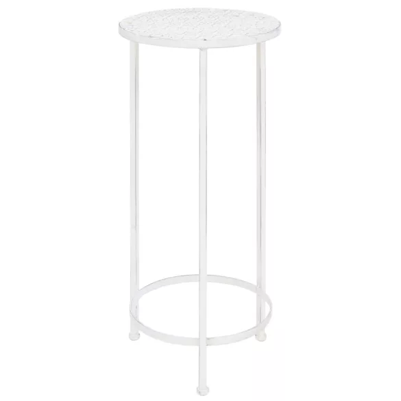 3 részes vintage stílusú antik fehér fém virágállvány-szett