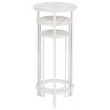 3 részes vintage stílusú antik fehér fém virágállvány-szett