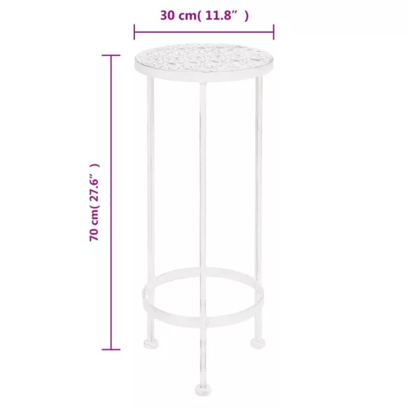 3 részes vintage stílusú antik fehér fém virágállvány-szett