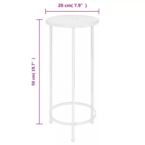 3 részes vintage stílusú antik fehér fém virágállvány-szett