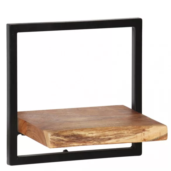 5 részes tömör akácfa és acél fali polc szett