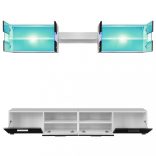 5-részes magasfényű fekete fali TV-szekrény LED-fényekkel