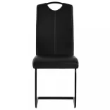 4 db fekete műbőr szánkótalpas étkezőszék