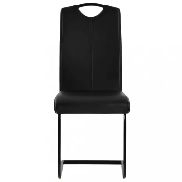 4 db fekete műbőr szánkótalpas étkezőszék