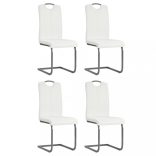 4 db fehér műbőr szánkótalpas étkezőszék