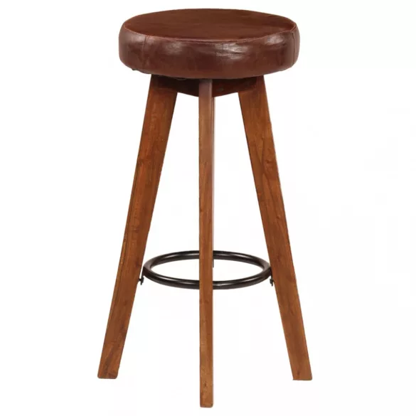 2 db valódi bőr és tömör akácfa bárszék