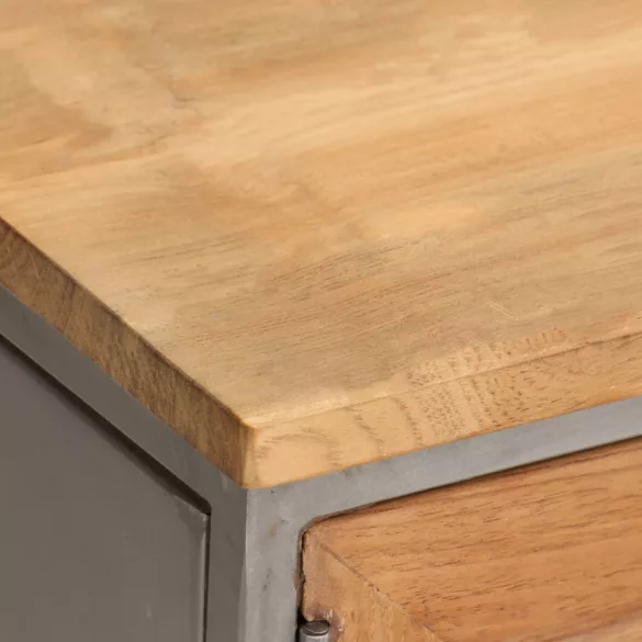 újrahasznosított tíkfa és acél TV-szekrény 120 x 30 x 40 cm