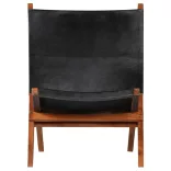 fekete összecsukható valódi bőr pihenőszék