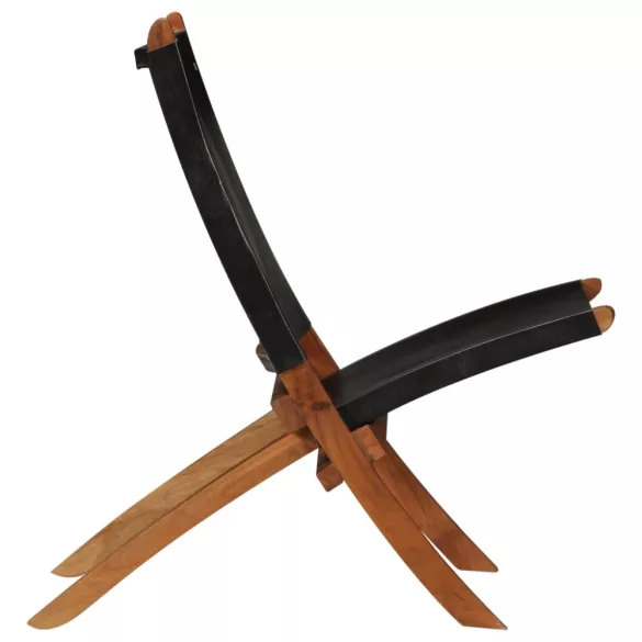 fekete összecsukható valódi bőr pihenőszék