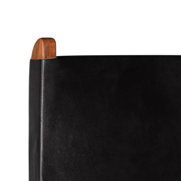 fekete összecsukható valódi bőr pihenőszék