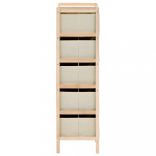 cédrusfa tárolóállvány 5 db bézs szövet kosárral