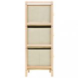 cédrusfa tárolóállvány 6 db bézs szövet kosárral