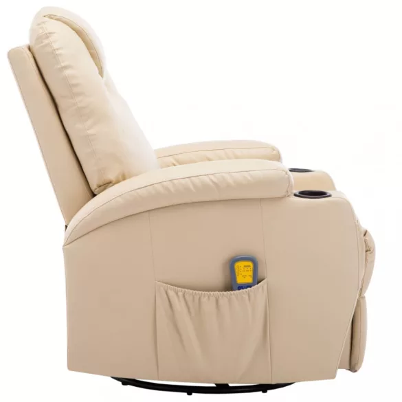 krémszínű műbőr masszírozó hintafotel