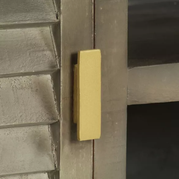 szürke tömör mangófa TV-szekrény sárgarézzel 110x30x48 cm