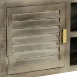 szürke tömör mangófa TV-szekrény sárgarézzel 110x30x48 cm