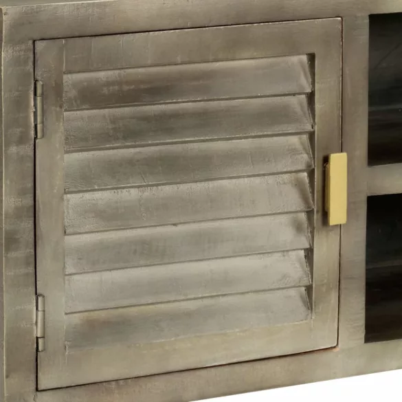 szürke tömör mangófa TV-szekrény sárgarézzel 110x30x48 cm