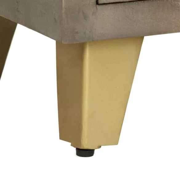 szürke tömör mangófa TV-szekrény sárgarézzel 110x30x48 cm