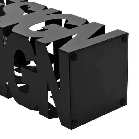 fekete acél esernyőtartó DESIGN" felirattal"