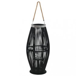 fekete bambusz függő gyertyatartó lámpás, 60 cm