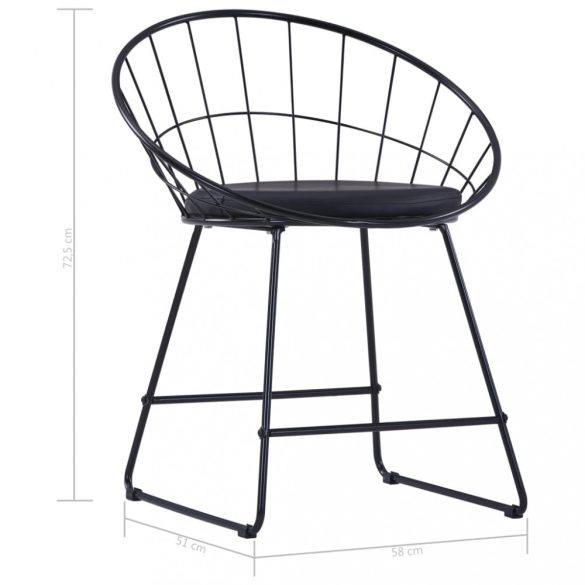 2 db fekete acél és műbőr kárpitozású étkezőszék