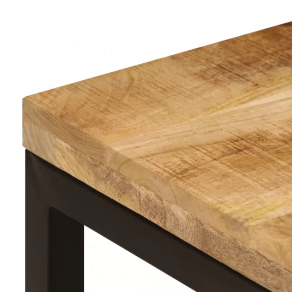 tömör mangófa és acél dohányzóasztal 100 x 50 x 35 cm
