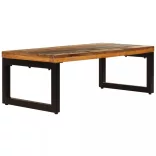 tömör újrahasznosított fa és acél dohányzóasztal 100x50x35 cm