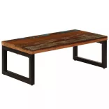 tömör újrahasznosított fa és acél dohányzóasztal 100x50x35 cm