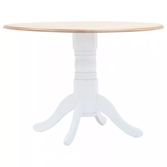 fehér és barna tömör gumifa étkezőasztal 106 cm