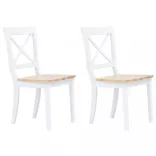 2 db fehér és natúr színű tömör gumifa étkezőszék