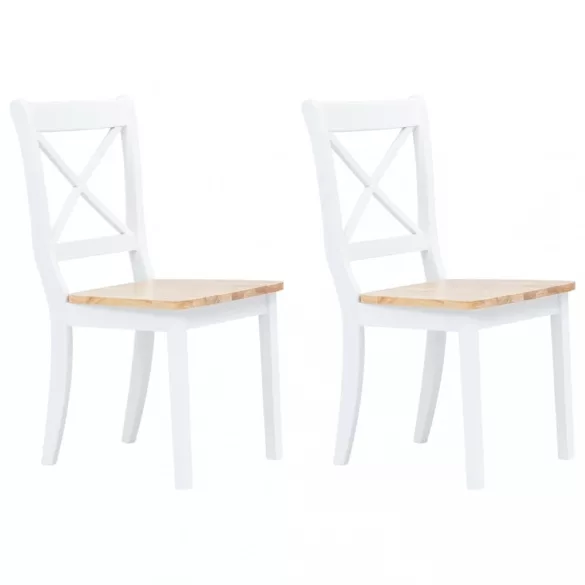 2 db fehér és natúr színű tömör gumifa étkezőszék