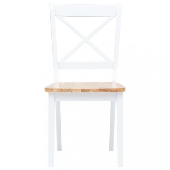 4 db fehér és natúr színű tömör gumifa étkezőszék